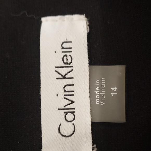 Calvin Klein A Line Black Dress with White Striped Accent on Skirt Size 14 - Picture 6 of 8